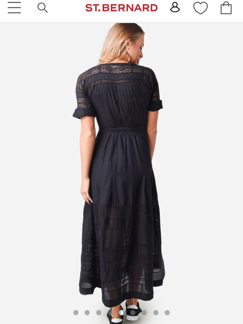 Loveshackfancy Cotton Edie Crochet Maxi Midi Lace Dress Black Small - Picture 5 of 16